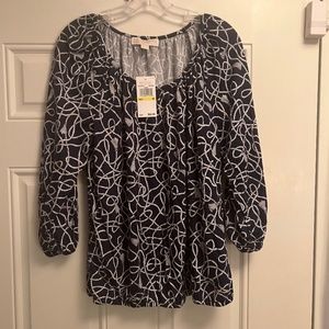 NWT Michael Kors Navy & White Rope Print Blouse
